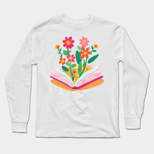 flowers growing from book Long Sleeve T-Shirt